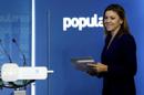Fotografía facilitada por el PP de su secretaria general, María Dolores de Cospedal, a su llegada a la rueda de prensa que ha ofrecido hoy tras la reunión con los vicesecretarios generales y portavoces parlamentarios del partido. EFE