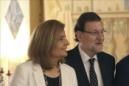 El presidente del Gobierno, Mariano Rajoy, junto a la ministra de Empleo, Fátima Báñez, a su llegada ayer a la jornada "La Razón del Empleo". EFE/Archivo