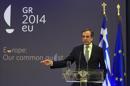 El primer ministro griego, Antonis Samarás, en su comparecencia en una rueda de prensa tras asumir Grecia la presidencia de turno de la Unión Europea. EFE