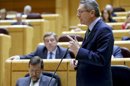 El ministro de Justicia, Alberto Ruiz-Gallardón, durante su intervención en la sesión de control al Gobierno celebrada esta tarde en el pleno del Senado. EFE