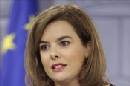 La vicepresidenta del Gobierno, Soraya Sáenz de Santamaría, durante la rueda de prensa posterior a la reunión del Consejo de Ministros, hoy en el Palacio de la Moncloa. EFE