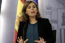 La vicepresidenta del Gobierno, Soraya Sáenz de Santamaría, hoy durante la rueda de prensa posterior a la reunión del Consejo de Ministros. EFE