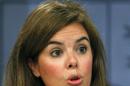 La vicepresidenta del Gobierno, Soraya Sáenz de Santamaría, durante la rueda de prensa posterior al Consejo de Ministros de hoy. EFE