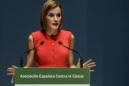 La reina Letizia durante su intervención en la entrega de las ayudas a la investigación contra el cáncer y el galardón "V de Vida", hoy en Burgos. EFE