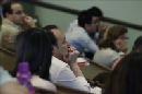 Una de las aulas de la Facultad de Derecho de la Universiad Complutense donde se realizan las pruebas. EFE