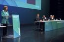 La ministra de Sanidad, Servicios Sociales e Igualdad, Ana Mato, durante su intervención en el Congreso Estatal del Sindicato de Enfermería SATSE, que cuenta con la participación de seiscientos delegados que acuden a la reunión en la capital burgalesa. EFE
