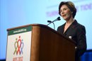 La ex primera dama estadounidense Laura Bush interviene durante la XIX Conferencia Internacional sobre el Sida, en Washington, Estados Unidos. EFELa opositora birmana y nobel de la paz, Aung San Suu Kyi, interviene mediante video conferencia durante la XIX Conferencia Internacional sobre el Sida, en Washington, Estados Unidos. EFE