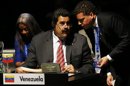 El vicepresidente de Venezuela, Nicolás Maduro, durante la ceremonia de clausura de la primera Cumbre Celac-UE, en Santiago de Chile, el pasado día 27. EFE