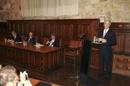 Conferencia de prensa de Tabaré Vázquez (d), ex presidente de Uruguay y candidato a las elecciones presidenciales del 26 de octubre, con motivo de su investidura como doctor "honoris causa" por la Universidad de Salamanca. EFE