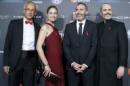 (i-d). El presidente de la Fundación Lucha contra el Sida, el Dr. Bonaventura Clotet, la modelo Martina Klein, el ex tenista Alex Corretja y el cantante Miguel Bose, a su llegada a la 5ª Gala Sida Barcelona que se celebra esta noche en la Sala Oval del MNAC de Barcelona, y que tiene como objeto recaudar fondos para los proyectos de investigación de la Fundación Lucha contra el Sida. EFE